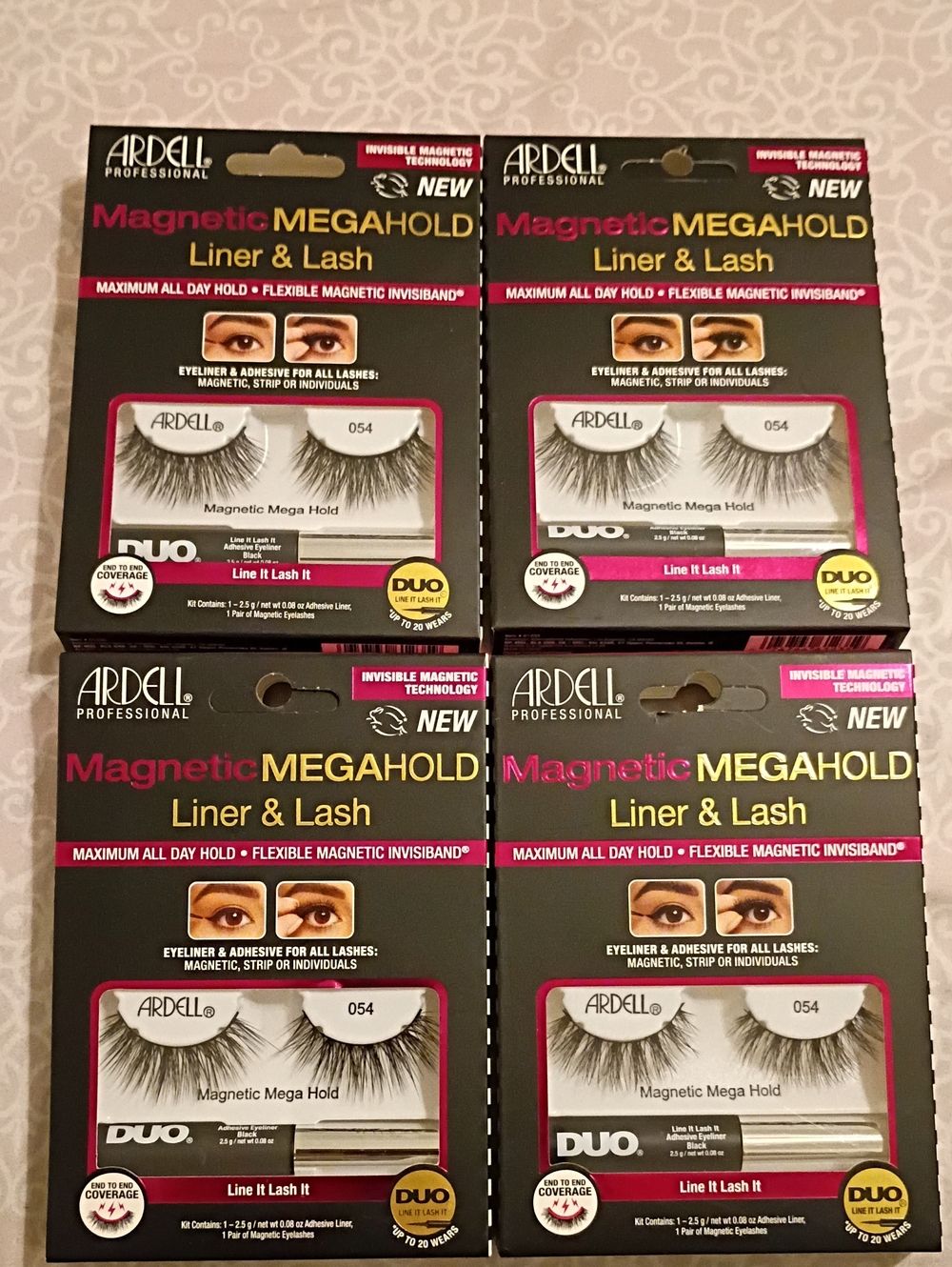 Ardell Magnetic Mega Hold Eyeliner & Lash Kit #054 4pack Bundle